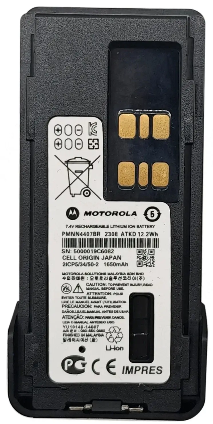 Motorola PMNN4407 | Rakomindo Baterai HT Motorola PMNN4407 original dengan tipe baterai lithium dan kapasitas 1600 mAh.