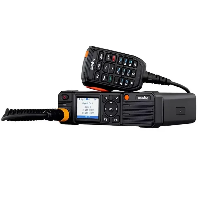 Radio mobile BelFone BF-TM8500 dengan layar dan mikrofon berkabel