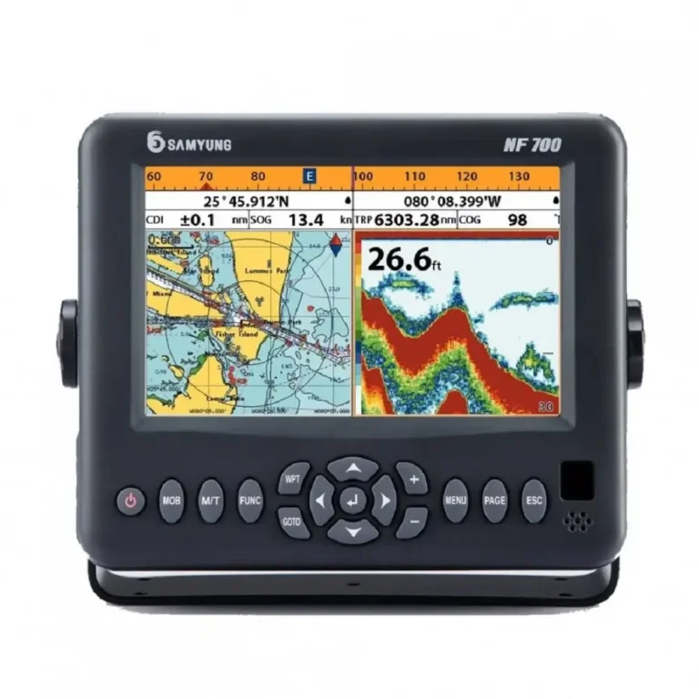 Samyung NF700 dengan tampilan peta dan fishfinder pada layar