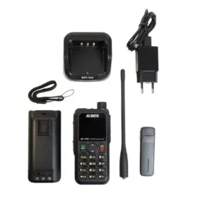HT Dual Band Alinco DJ-W70 original dengan berbagai aksesoris.