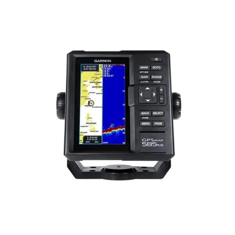 Garmin GPSMAP 585 Plus dengan tampilan peta dan sonar