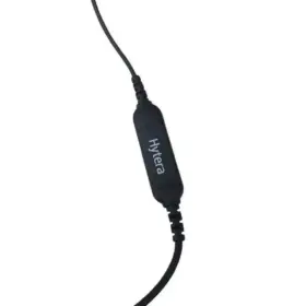 Black wired earpiece with an inline control module labeled Hytera/made by Hytera.