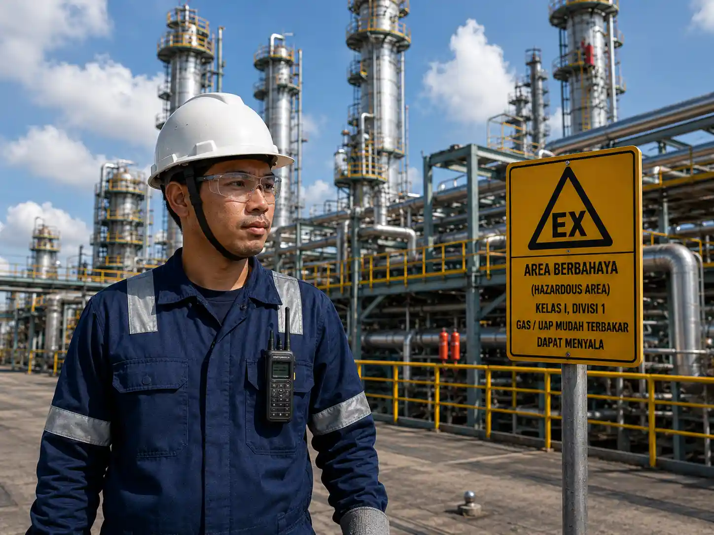 Kilang minyak refinery — area berbahaya yang memerlukan HT intrinsically safe