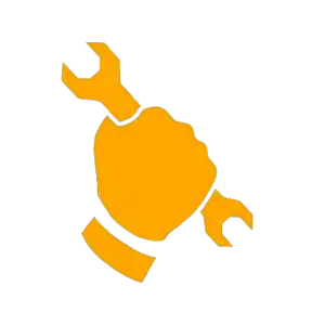 Orange crab holding a wrench, symbolizing maintenance or repair