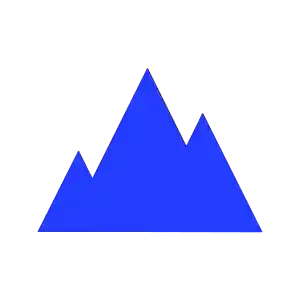Blue mountain peaks silhouette on a white background.