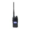 Baofeng handheld two-way radio with a long antenna and small display