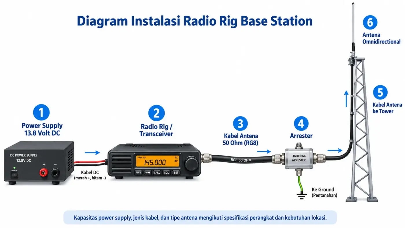 Pemasangan radio rig sebagai Base Station