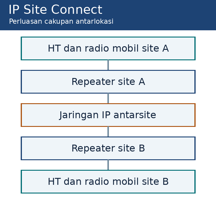 Repeater di dua lokasi terhubung melalui jaringan IP